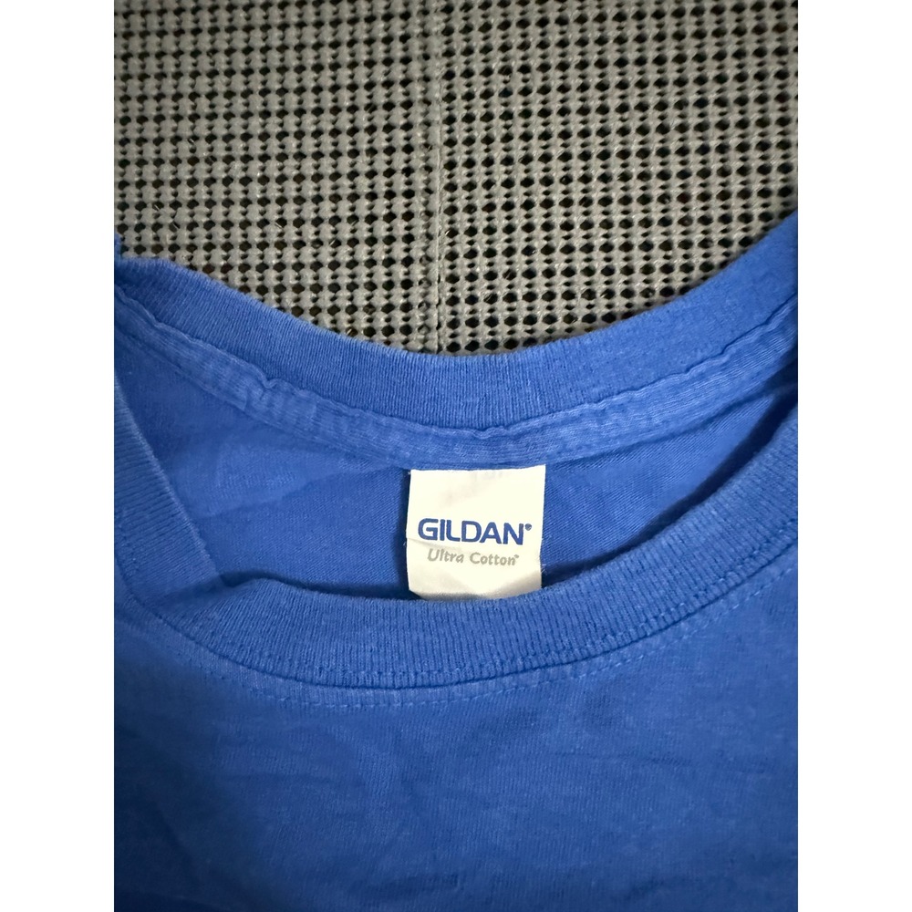 Gildan Ultra Cotton Macs McIntyre's Bar Graphic T-Shirt Blue Orange Mens XL - Picture 3 of 7